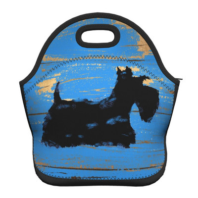 Scottie Dog Love Hearts Neoprēna pusdienu kaste Daudzfunkcionāls skotu terjers Cooler Termiski izolēta pusdienu soma Biroja darbs