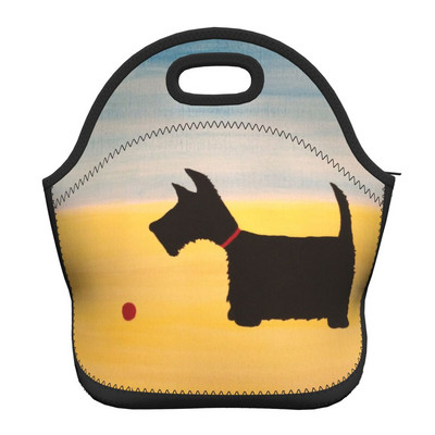 Scottie Dog Love Hearts Neoprēna pusdienu kaste Daudzfunkcionāls skotu terjers Cooler Termiski izolēta pusdienu soma Biroja darbs