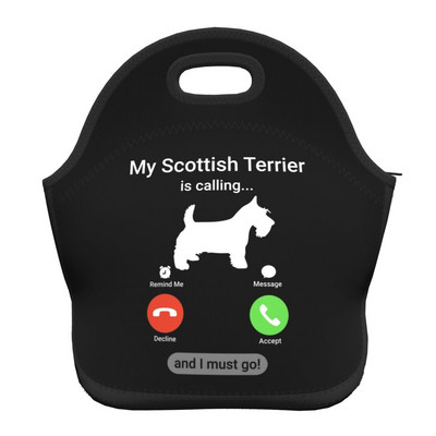 Scottie Dog Love Hearts Neoprēna pusdienu kaste Daudzfunkcionāls skotu terjers Cooler Termiski izolēta pusdienu soma Biroja darbs