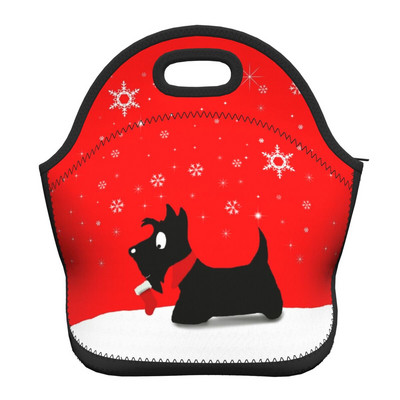 Scottie Dog Love Hearts Neoprēna pusdienu kaste Daudzfunkcionāls skotu terjers Cooler Termiski izolēta pusdienu soma Biroja darbs