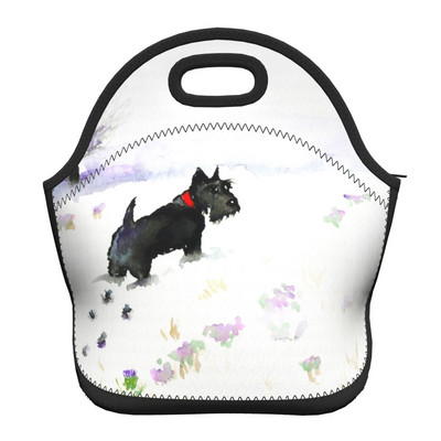 Scottie Dog Love Hearts Neoprēna pusdienu kaste Daudzfunkcionāls skotu terjers Cooler Termiski izolēta pusdienu soma Biroja darbs