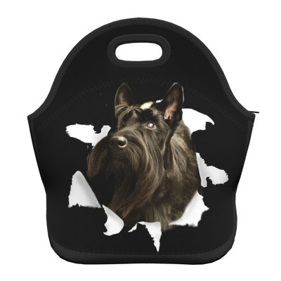 Scottie Dog Love Hearts Neoprēna pusdienu kaste Daudzfunkcionāls skotu terjers Cooler Termiski izolēta pusdienu soma Biroja darbs