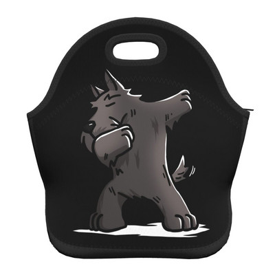 Scottie Dog Love Hearts Neoprēna pusdienu kaste Daudzfunkcionāls skotu terjers Cooler Termiski izolēta pusdienu soma Biroja darbs