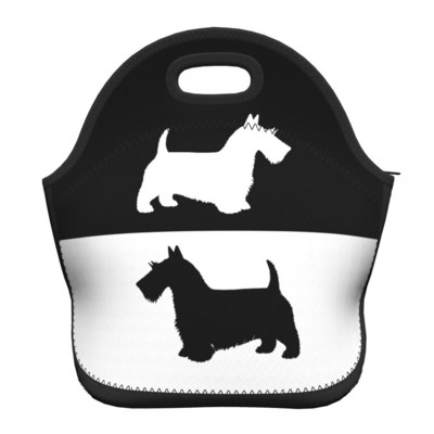 Scottie Dog Love Hearts Neoprēna pusdienu kaste Daudzfunkcionāls skotu terjers Cooler Termiski izolēta pusdienu soma Biroja darbs
