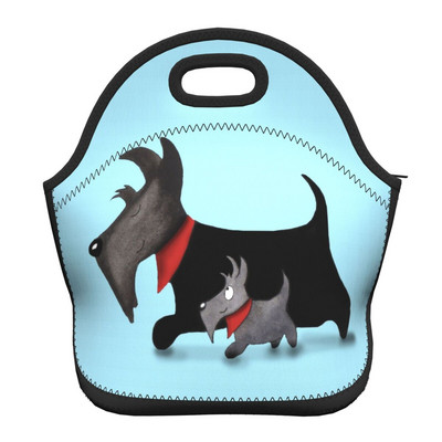 Scottie Dog Love Hearts Neoprēna pusdienu kaste Daudzfunkcionāls skotu terjers Cooler Termiski izolēta pusdienu soma Biroja darbs