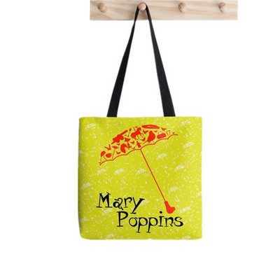 Vásárló Mary Poppins Elegáns nő Festett táska női Harajuku vásárló kézitáska lány Vállas bevásárlótáska Lady Canvas Bag