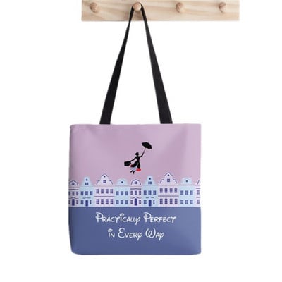 Vásárló Mary Poppins Elegáns nő Festett táska női Harajuku vásárló kézitáska lány Vállas bevásárlótáska Lady Canvas Bag