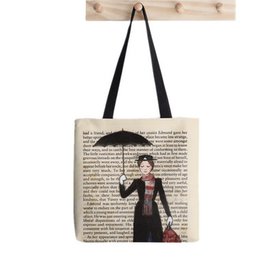 Vásárló Mary Poppins Elegáns nő Festett táska női Harajuku vásárló kézitáska lány Vállas bevásárlótáska Lady Canvas Bag