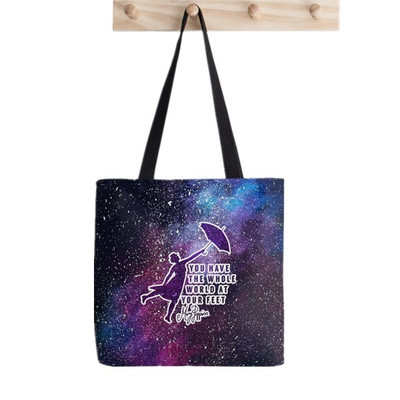 Vásárló Mary Poppins Elegáns nő Festett táska női Harajuku vásárló kézitáska lány Vállas bevásárlótáska Lady Canvas Bag