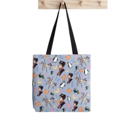 Vásárló Mary Poppins Elegáns nő Festett táska női Harajuku vásárló kézitáska lány Vállas bevásárlótáska Lady Canvas Bag