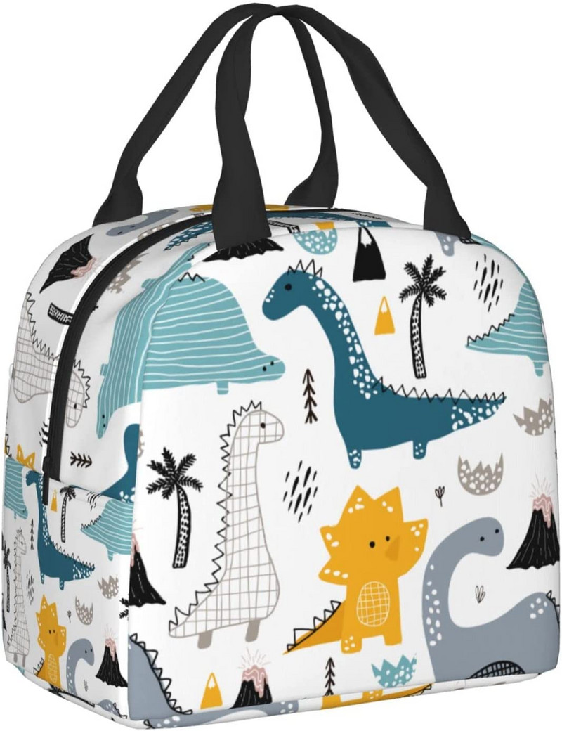 Miela dinozaurų priešpiečių dėžutė – izoliuoti pietų krepšiai vaikams, moteriški daugkartiniai pietų krepšiai, puikiai tinkantys mokyklai / iškylai / paplūdimiui / kelionėms