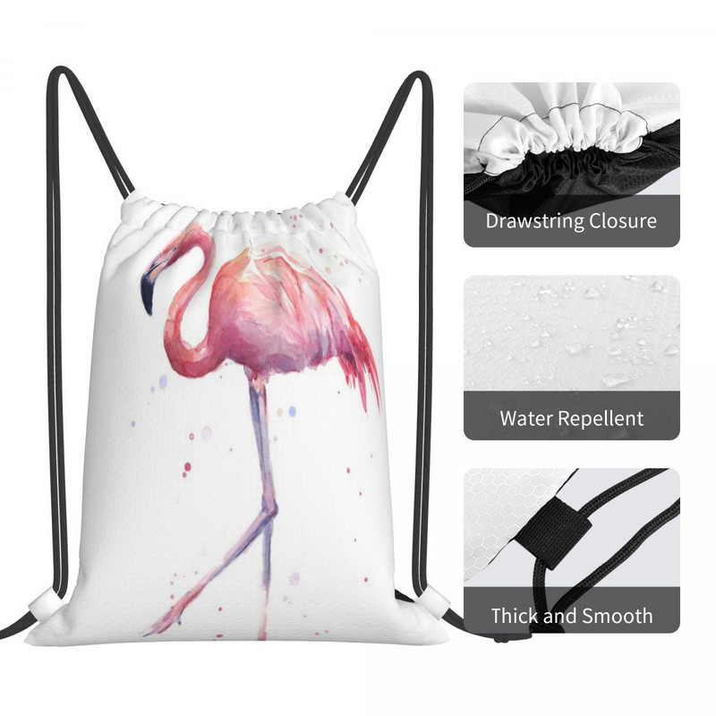 Flamingo Pictură în acuarelă Genți cu șnur Rucsaci Geanta bărbați Geanta de mână Rucsac Sac Rucsac pentru copii