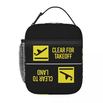 Clear For Takeoff Landing Resuable Lunch Box for Women Aviator Pilot Airplane Thermal Cooler Food Insulated Lunch Bag School