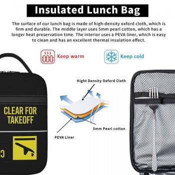 Clear For Takeoff Landing Resuable Lunch Box for Women Aviator Pilot Airplane Thermal Cooler Food Insulated Lunch Bag School