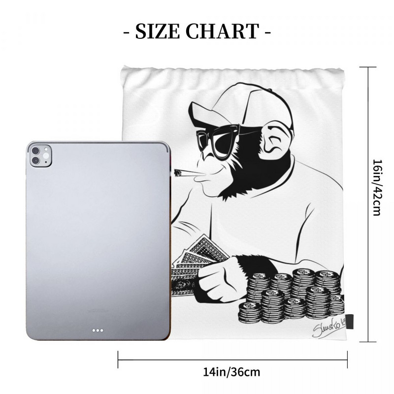 Tašky na batohy Chimp Poker so sťahovacou šnúrkou, taška, dámska taška, detský batoh, tašky so sťahovacou šnúrkou
