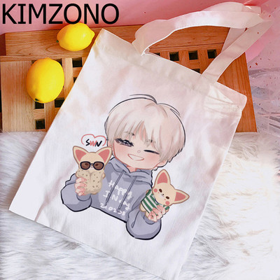Kpop k Pop geanta de cumparaturi geanta de iuta geanta de mana reutilizabila sacola net ecobag shoping sac toile