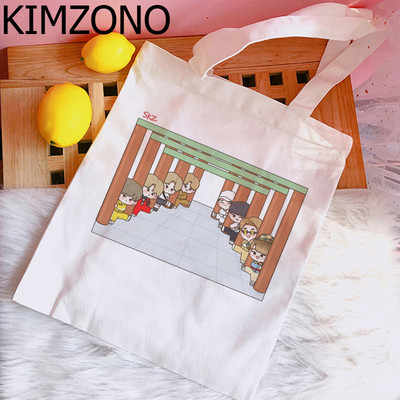 Kpop k Pop geanta de cumparaturi geanta de iuta geanta de mana reutilizabila sacola net ecobag shoping sac toile