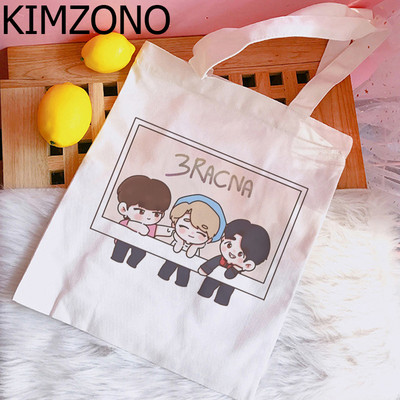 Kpop k Pop geanta de cumparaturi geanta de iuta geanta de mana reutilizabila sacola net ecobag shoping sac toile