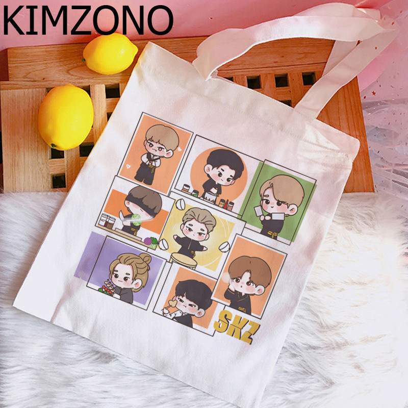 Kpop k Pop geanta de cumparaturi geanta de iuta geanta de mana reutilizabila sacola net ecobag shoping sac toile