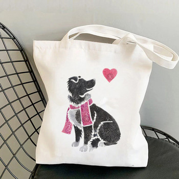 Shopper Heads of Border Collie Printed Tote Bag Women Harajuku shopper τσάντα κορίτσι Τσάντα αγορών Shoulder Lady Canvas Bag