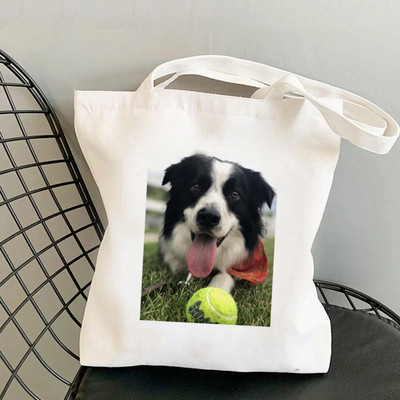 Geantă tote cu imprimeu Heads of Border Collie pentru cumpărători femei Harajuku geantă de mână pentru cumpărături fată Geantă de cumpărături de umăr Geanta de pânză pentru femei