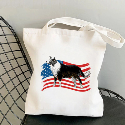 Geantă tote cu imprimeu Heads of Border Collie pentru cumpărători femei Harajuku geantă de mână pentru cumpărături fată Geantă de cumpărături de umăr Geanta de pânză pentru femei
