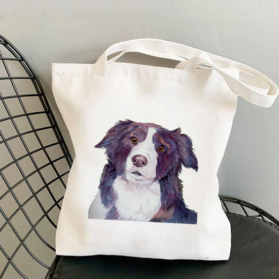 Geantă tote cu imprimeu Heads of Border Collie pentru cumpărători femei Harajuku geantă de mână pentru cumpărături fată Geantă de cumpărături de umăr Geanta de pânză pentru femei