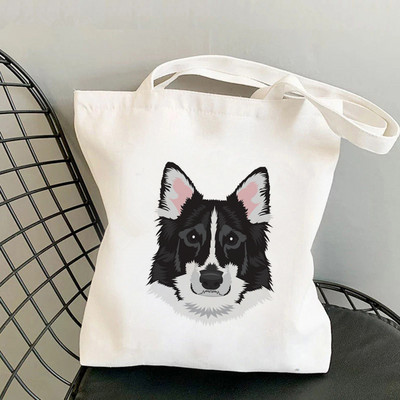 Geantă tote cu imprimeu Heads of Border Collie pentru cumpărători femei Harajuku geantă de mână pentru cumpărături fată Geantă de cumpărături de umăr Geanta de pânză pentru femei