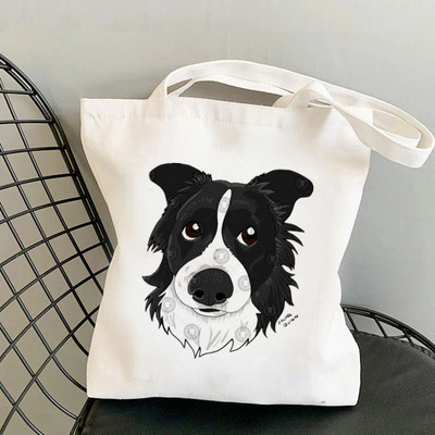 Geantă tote cu imprimeu Heads of Border Collie pentru cumpărători femei Harajuku geantă de mână pentru cumpărături fată Geantă de cumpărături de umăr Geanta de pânză pentru femei