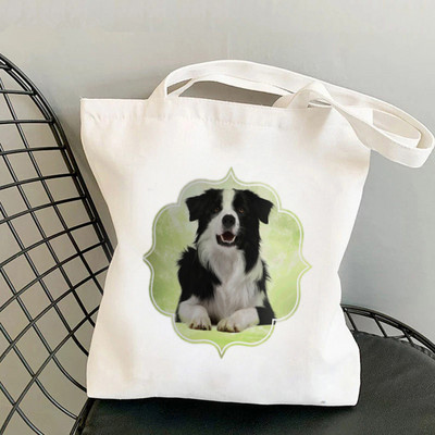 Geantă tote cu imprimeu Heads of Border Collie pentru cumpărători femei Harajuku geantă de mână pentru cumpărături fată Geantă de cumpărături de umăr Geanta de pânză pentru femei