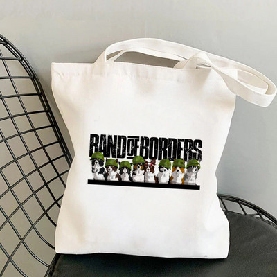 Geantă tote cu imprimeu Heads of Border Collie pentru cumpărători femei Harajuku geantă de mână pentru cumpărături fată Geantă de cumpărături de umăr Geanta de pânză pentru femei