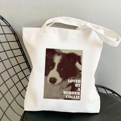 Geantă tote cu imprimeu Heads of Border Collie pentru cumpărători femei Harajuku geantă de mână pentru cumpărături fată Geantă de cumpărături de umăr Geanta de pânză pentru femei