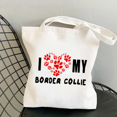 Geantă tote cu imprimeu Heads of Border Collie pentru cumpărători femei Harajuku geantă de mână pentru cumpărături fată Geantă de cumpărături de umăr Geanta de pânză pentru femei