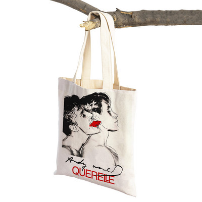 Endija Vorhola skeleta galerija Iepirkumu soma ar dubultu apdruku Eco Casual Ziemeļvalstu pircēju somas Dāmu audekla tote sieviešu ceļojumu rokassomiņa