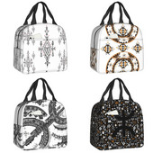 Amazigh Kabyle modelio izoliuoti pietų krepšiai moterims Geometriniai pakartotinai naudojami terminiai aušintuvai maisto pietų dėžutės lauke, kempingai