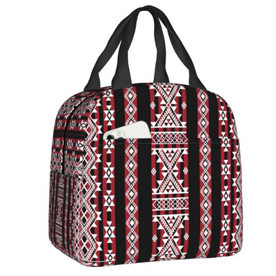Amazigh Kabyle modelio izoliuoti pietų krepšiai moterims Geometriniai pakartotinai naudojami terminiai aušintuvai maisto pietų dėžutės lauke, kempingai