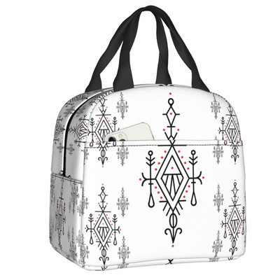 Amazigh Kabyle modelio izoliuoti pietų krepšiai moterims Geometriniai pakartotinai naudojami terminiai aušintuvai maisto pietų dėžutės lauke, kempingai