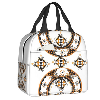Amazigh Kabyle modelio izoliuoti pietų krepšiai moterims Geometriniai pakartotinai naudojami terminiai aušintuvai maisto pietų dėžutės lauke, kempingai