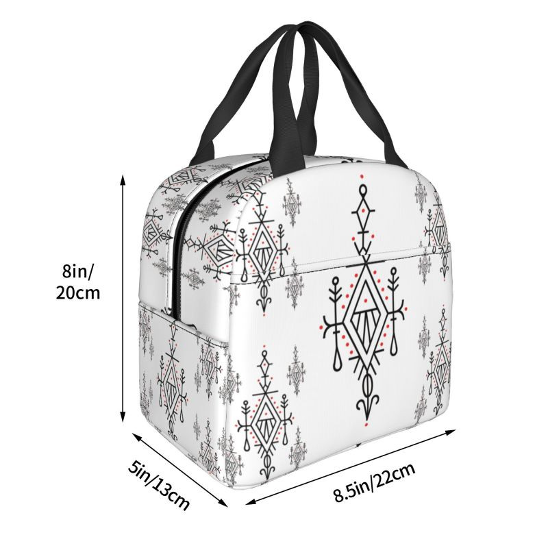 Amazigh Kabyle modelio izoliuoti pietų krepšiai moterims Geometriniai pakartotinai naudojami terminiai aušintuvai maisto pietų dėžutės lauke, kempingai