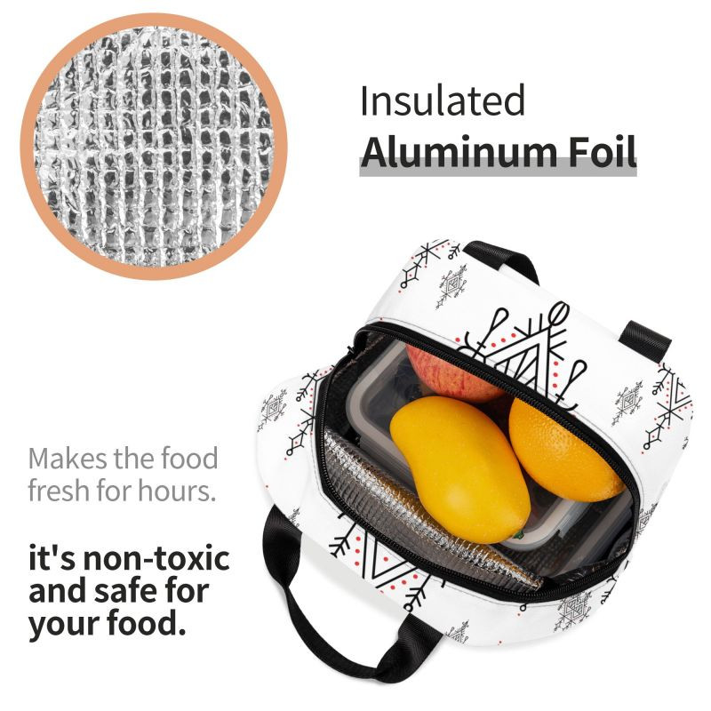 Amazigh Kabyle modelio izoliuoti pietų krepšiai moterims Geometriniai pakartotinai naudojami terminiai aušintuvai maisto pietų dėžutės lauke, kempingai