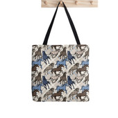 Női vásárló táska futó lovak kék szürke mintás táska Harajuku bevásárlóvászon vásárlótáska lány kézitáska Vállas női táska