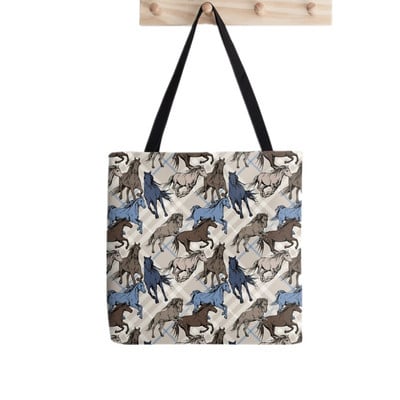 Női vásárló táska futó lovak kék szürke mintás táska Harajuku bevásárlóvászon vásárlótáska lány kézitáska Vállas női táska