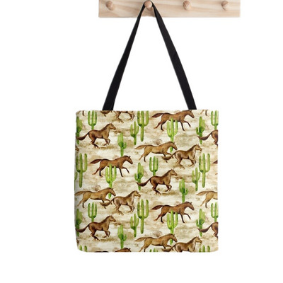 Női vásárló táska futó lovak kék szürke mintás táska Harajuku bevásárlóvászon vásárlótáska lány kézitáska Vállas női táska