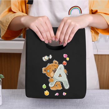 Portable Lunch Bag 26 Bear Letter Print 2022 New Thermal Insulated Lunch Totes Cooler Bag Bento Pouch Container Κουτί αποθήκευσης τροφίμων