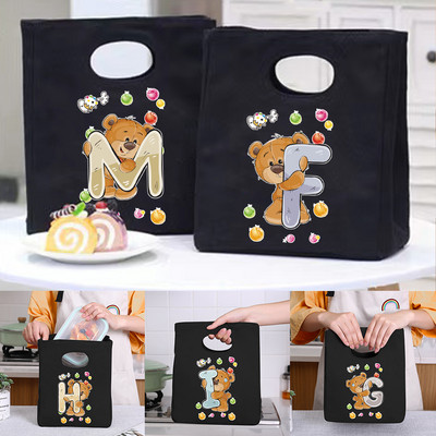 Portable Lunch Bag 26 Bear Letter Print 2022 New Thermal Insulated Lunch Totes Cooler Bag Bento Pouch Container Κουτί αποθήκευσης τροφίμων