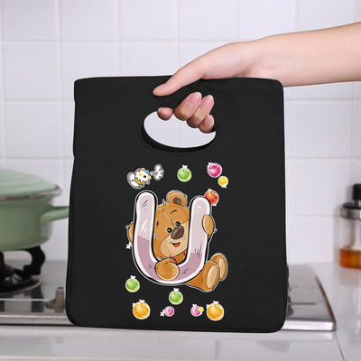 Prijenosna torba za ručak 26 Bear Letter Print 2022 Nove toplinski izolirane torbe za ručak Rashladna torba Bento torbica Spremnik Kutija za pohranu hrane