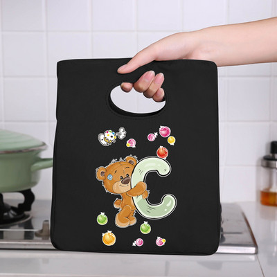 Prijenosna torba za ručak 26 Bear Letter Print 2022 Nove toplinski izolirane torbe za ručak Rashladna torba Bento torbica Spremnik Kutija za pohranu hrane