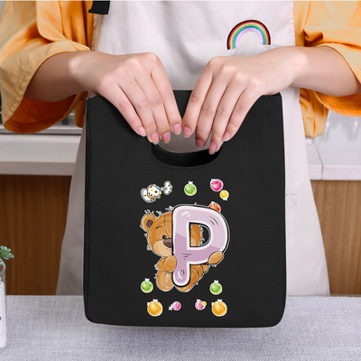 Prijenosna torba za ručak 26 Bear Letter Print 2022 Nove toplinski izolirane torbe za ručak Rashladna torba Bento torbica Spremnik Kutija za pohranu hrane