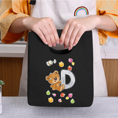 Prijenosna torba za ručak 26 Bear Letter Print 2022 Nove toplinski izolirane torbe za ručak Rashladna torba Bento torbica Spremnik Kutija za pohranu hrane