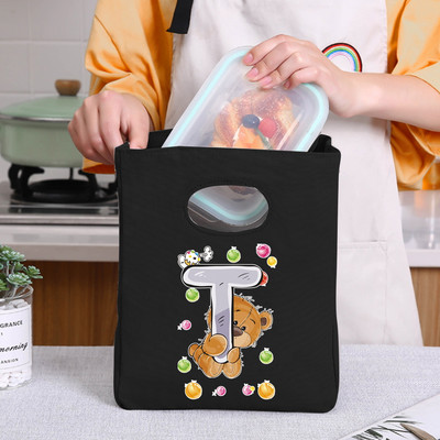 Prijenosna torba za ručak 26 Bear Letter Print 2022 Nove toplinski izolirane torbe za ručak Rashladna torba Bento torbica Spremnik Kutija za pohranu hrane
